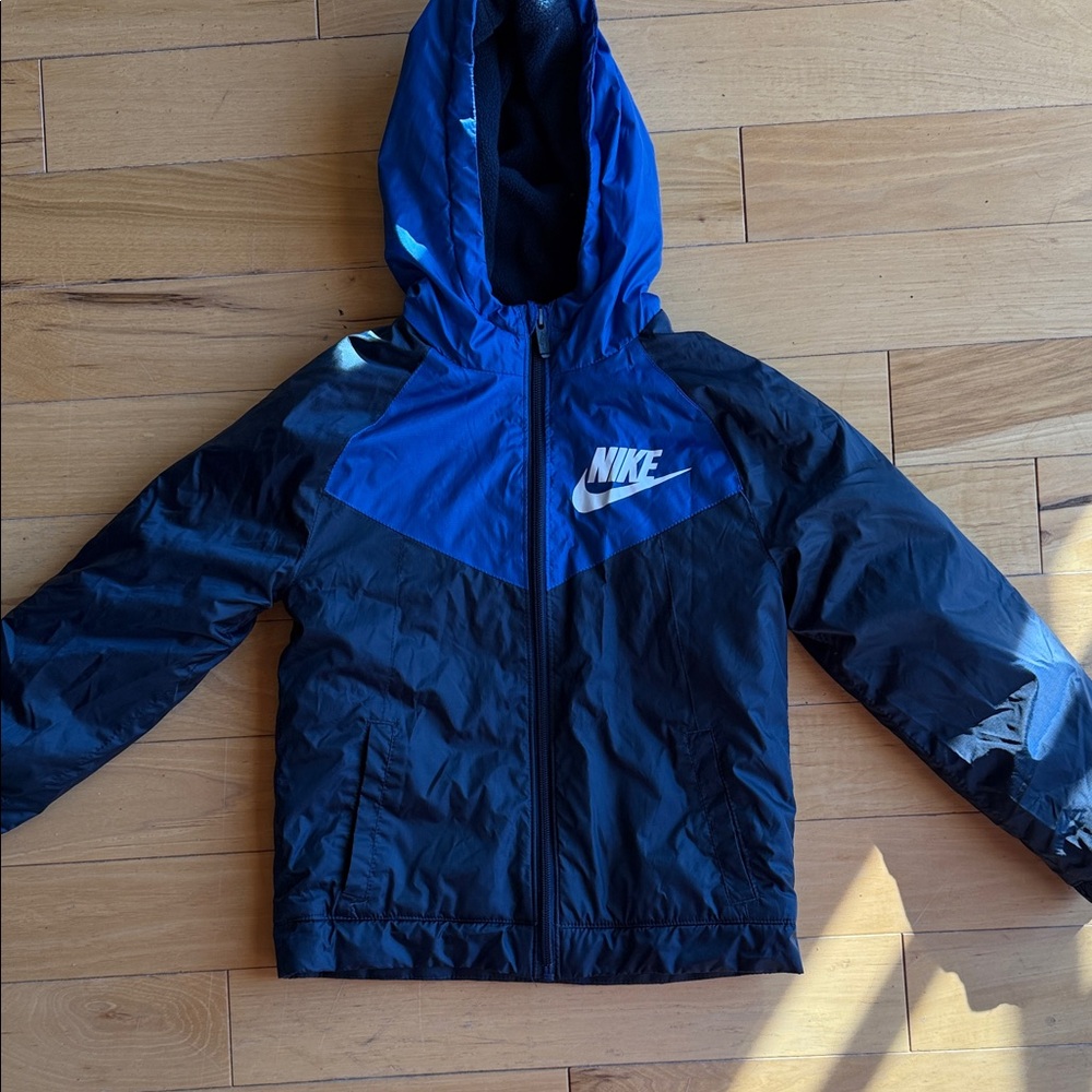 Nike Kids Hooded Blue and Black Raincoat